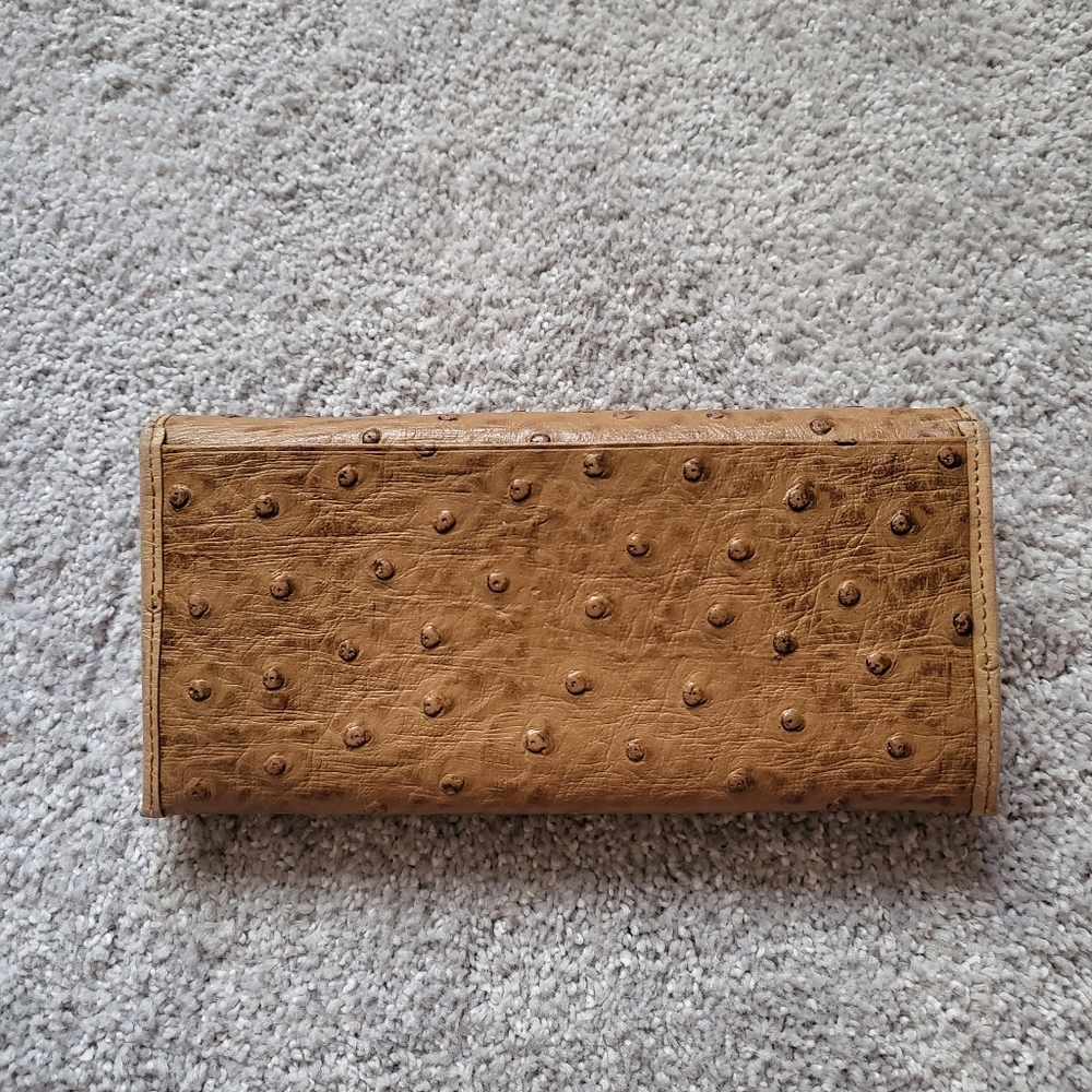Vintage Pierre Balmain Ostrich Leather Brown Wallet - Picture 4 of 11